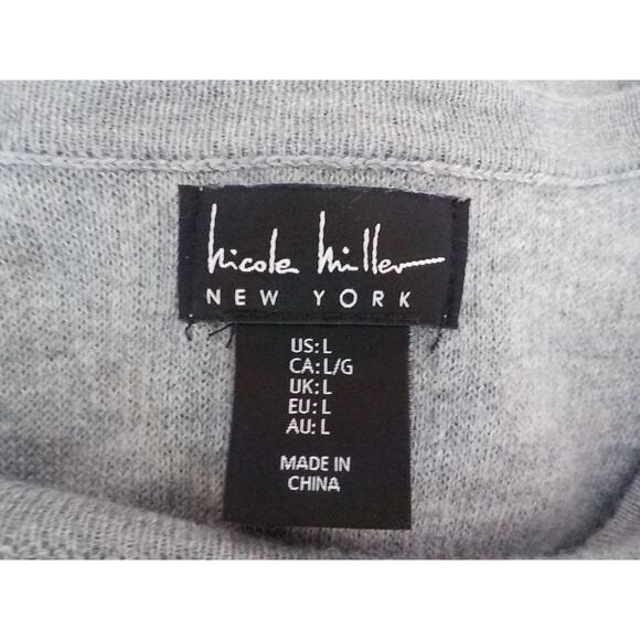 Nicole Miller NY Knit Sweater Dress Gray Pink Color Block Women size Large - Picture 6 of 12